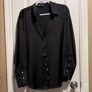 Zara Black Satin Shirt